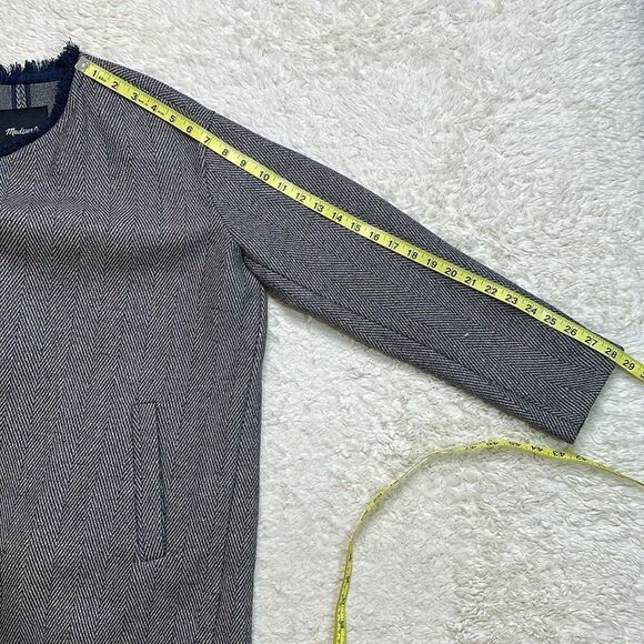 NWT Madewell Fringed Herringbone Robe Coat in Blue/Grey in size Small - Picture 5 of 12